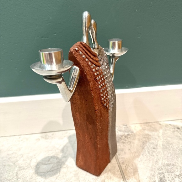 Stainless steel silver Candle Stick Holder Couple wedding candles GIFT Judaica - Picture 4 of 12